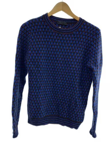 PRADA / Knit sweater (thick) / Size 46 / Wool / Blue / All-over pattern / UMA591