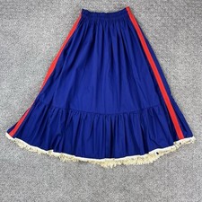 Vintage Handmade Skirt Womens Extra Small Maxi Fringe Western Cowgirl Rodeo Blue