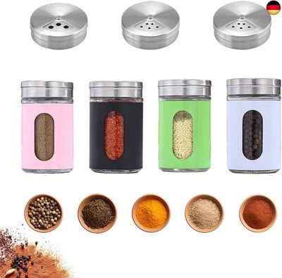 4 pcs spice jars set,stainless steel gewürzbehälter,mini spice shaker glass,4 c