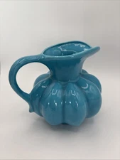 Vintage Retro 70's Ceramic Hobbyist Bright Blue Pitcher