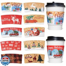 Smarimple Christmas Coffee Cup Sleeves Disposable Hot Chocolate C