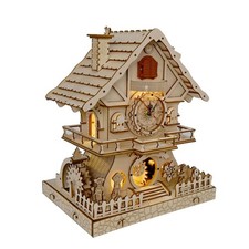 Cuberie 3D Wooden Puzzles Cuckoo Clock - DIY Model Kits for Adults with Music Bo
