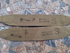 Pair Original WW2 37 Pattern Cross straps unissued steel tips Blackman 1945