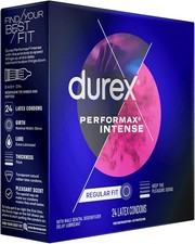 Durex Performax Intense Condoms Dotted with Delay Lubricant Rubber Condoms 24 Ct