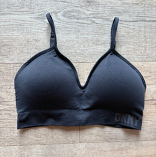 DKNY Women's Large Seamless Bra Stretch Black Hook  Eye Closure Removable Pads