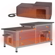 Heated Cat House Outdoor Weatherproof Insulated Feral Cat Shelter with Heater