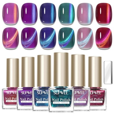 Nagellack, Cat Eye, Schnelltrocknend, Gel, 6 Farben, 7ML, Hochglanz, magnetisch
