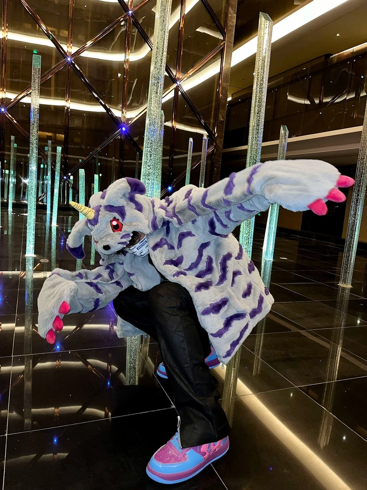 Anime Gabumon Plush Coat Hooded Winter Warm Hoodie Cosplay Costume Cute Gifts - Image 2 of 4