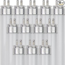 12Pack Fluorescent Tube Light Bulb, High Output 4100K Linear Lamp, G5, 54W