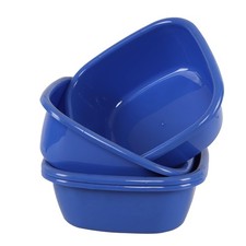 12 Quart Square Wash Tub 4 Pack Plastic Dishpan Basin Blue