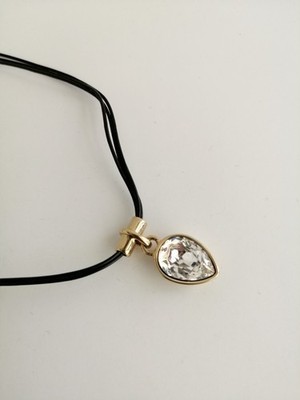 DYRBERG/KERN Isaiah SG Crystal Swarovski Pendant Leather Necklace NOS