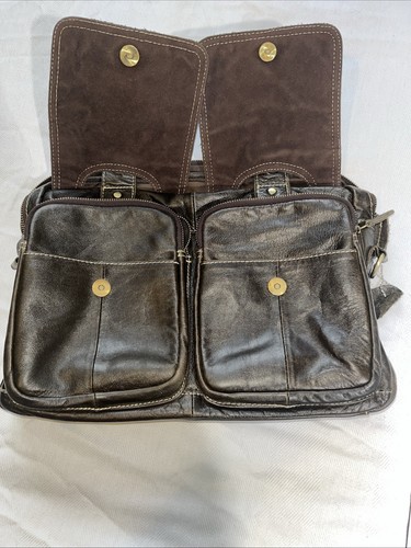 Real Leather Handmade Messenger Crossbody Briefcase Laptop Bag Unisex - Picture 12 of 19