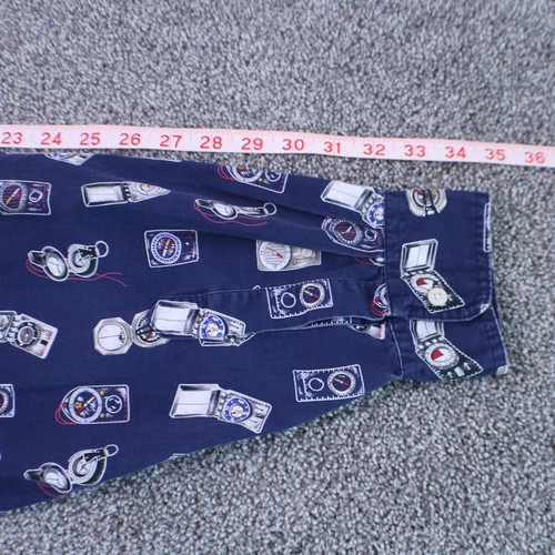 Chaps Ralph Lauren Shirt Mens XL Navy Blue Compass Print Button Down 100% Cotton - Picture 9 of 11