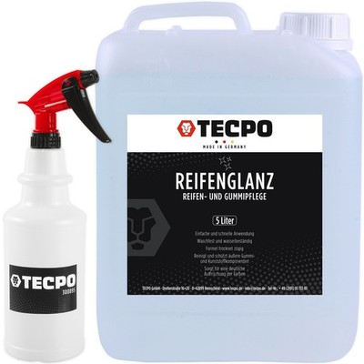 TECPO REIFENGLANZ GUMMIPFLEGE 5L REIFEN TIEFENGLANZ  + PE SPRÜHFLASCHE 750 ml