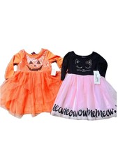 Lilt Toddler Dresses Halloween 2T x2 Pumpkin Kitty Tutu Skirt NWT Orange Black