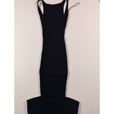 Hello Molly Black Ribbed Knit MIDI Dress Open Back Bodycon Sleeveless Womens 6