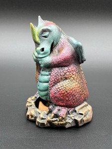 Vintage Terra Stone Dragon Incense Burner Figurine 1985 Fantasy Art Pottery Pot