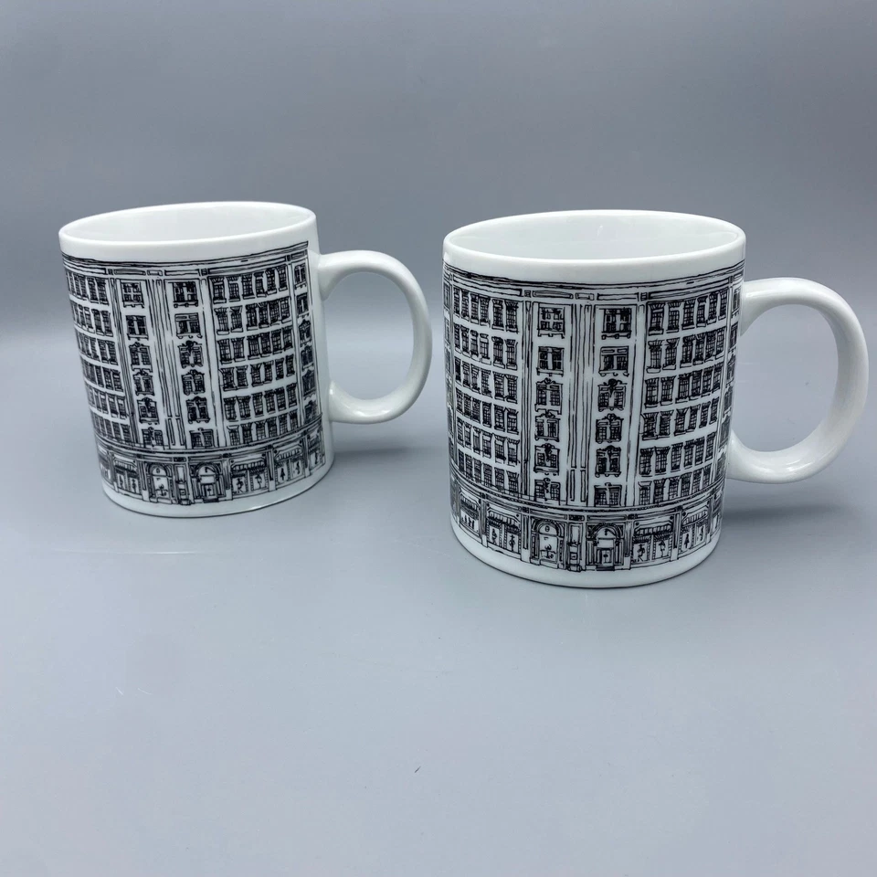 Juego de 2 tazas Neiman Marcus aniversario centenario 1907-2007 Lg blanco y negro Foto 4 de 4