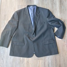 Oak Hill Blazer Coat Mens 56 Lng Perfect Fit Black 2 Buttons Blue Lining 1 Vent