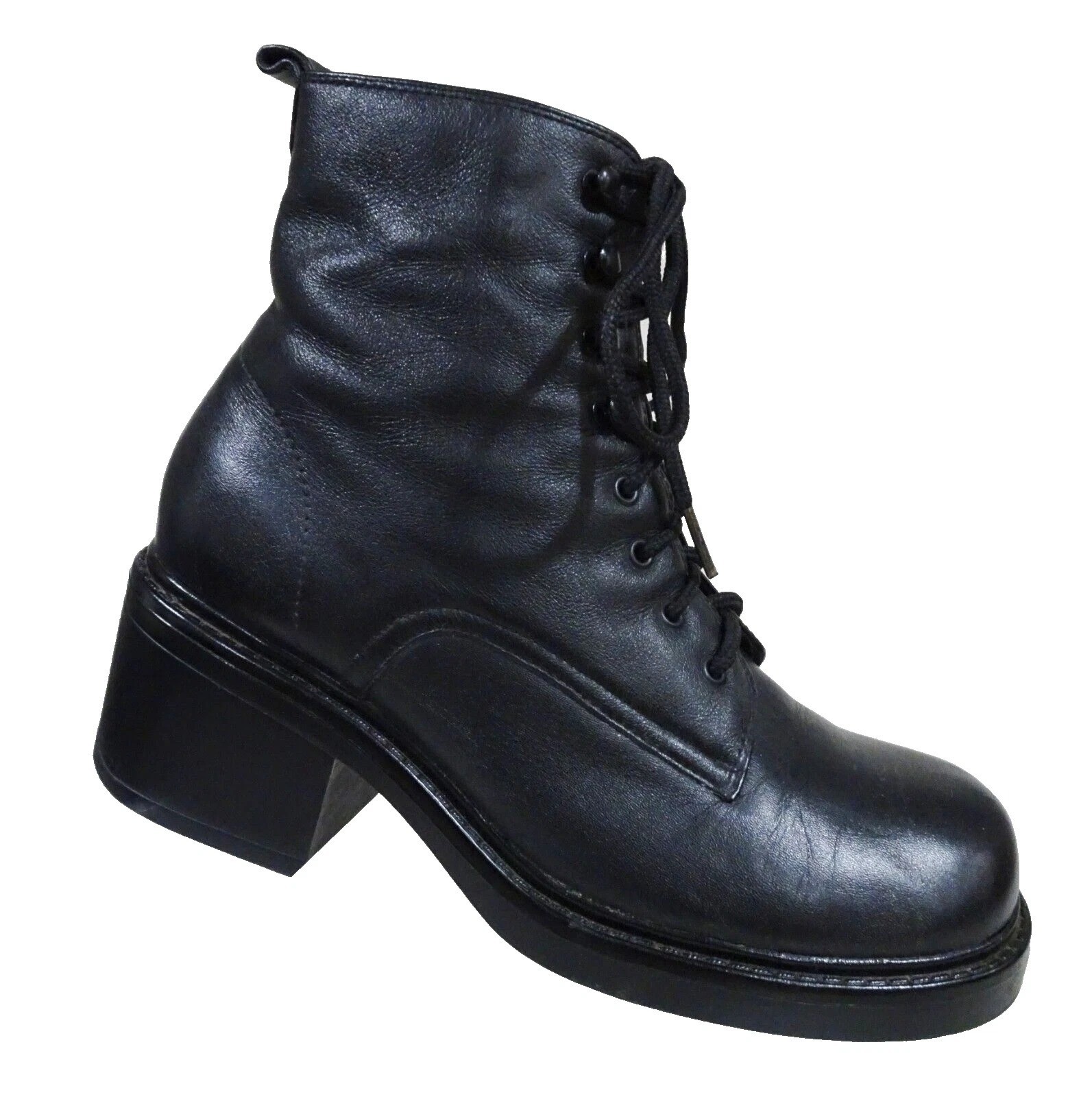 Botas de Combate 8.5 De Colección Años 90 Y2K Mister Cuero Negro Grunge Plataforma Gótica
