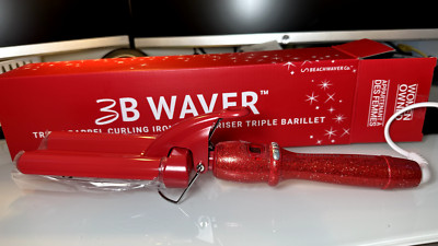 Beachwaver 3B Waver - Red Glitter. 3 barrel waver. 5.5 inches. diameter .75