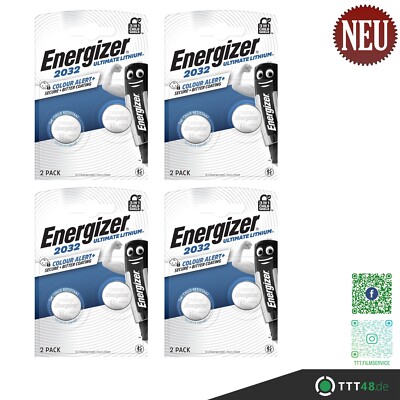 Energizer Knopfzelle Ultimate Lithium CR2032 3V Batterien - 4 x 2er Blister