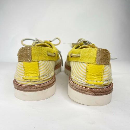 Sperry Mens Seersucker 3 Eye Yellow White Striped Boat Shoe Sz 9 STS22459 Vibram - Picture 6 of 8