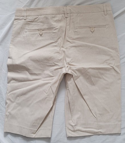 NUEVO Pantalones Cortos New York & Company Tiro Bajo Verano Elastizados Talla 6 Blanco Tostado Rayas - Imagen 2 de 5