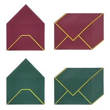 Quacc 30pcs Christmas A7 Envelopes 5 x 7 Card Envelopes with Gold Border V Fl...