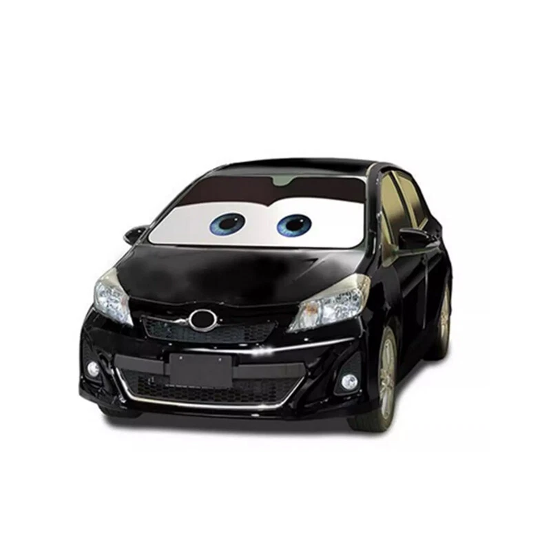 Cartoon Eyes Car Windshield Sun Visor Sunshade Cover Aluminium Foil Black - Image 4 of 4