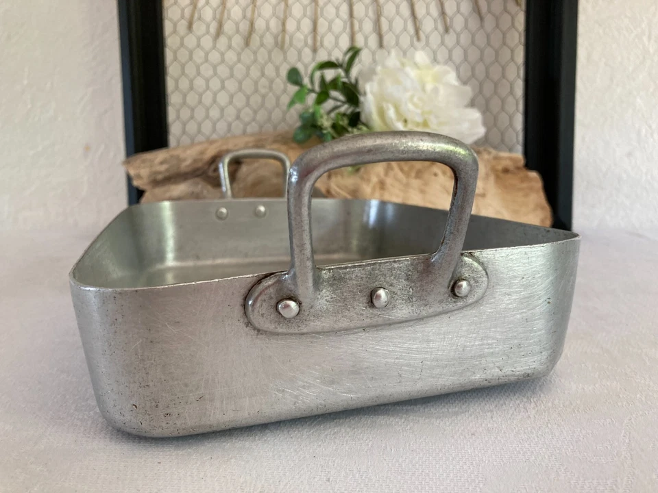 625⚜️ Ancien Plat à Four en Aluminium Pur Longueur 26 Cm Forme Rectangle - Photo 2/4