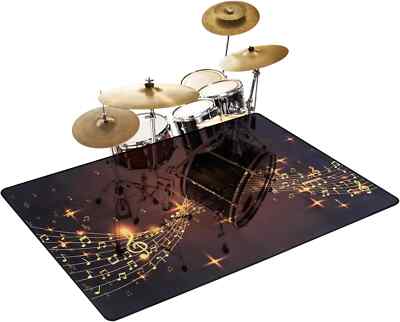 Drum Rug, 4 Ft X 6 Ft Drum Mat Drum Carpet Music Rug with Non-Slip Grip Bottom,