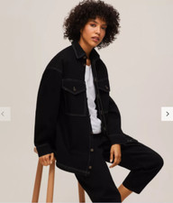 Mother Of Pearl Organic Cotton Denim Overshirt Jacket Black Rrp £99.00 Cac6