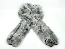 New Silver Rex Rabbit Pull-Through Fur Scarf