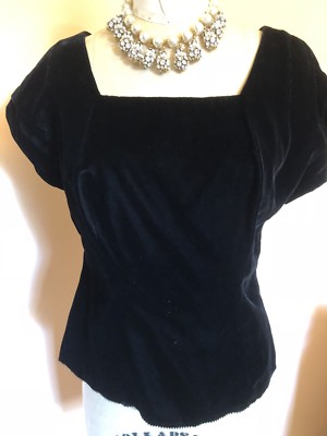 VINTAGE 1950-1960 HOLIDAY SEXY RAYON VELVET black top Medium (10-12) MRS MAISEL