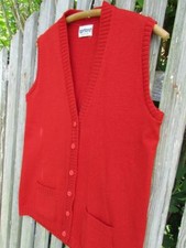 Vintage Womens Garland 100 virgin wool red sweater vest WARM