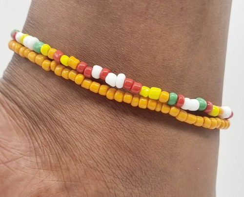 Tobillo elástico con cuentas rasta boho pulsera cadena pie tobillo amistad 25cm - Imagen 19 de 35