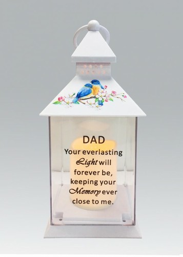 Memorial Light Up Lantern - Bird Floral Candle Graveside Memory Remembrance - Picture 4 of 14