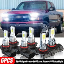 For Chevy Silverado 1500 03-06 6000K 6X LED Headlight Hi/Lo+Fog Light Bulbs Kit