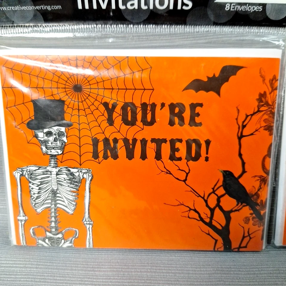 Halloween Invitations w Envelopes Skeleton "You're invited!" 8 per Pack 2 Packs - Image 3 of 4