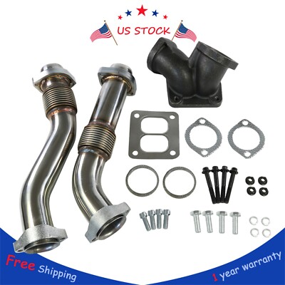 Heavy Duty Stainless Steel Bellowed Up Pipe Kit 94-97 OBS Ford 7.3L Powerstroke
