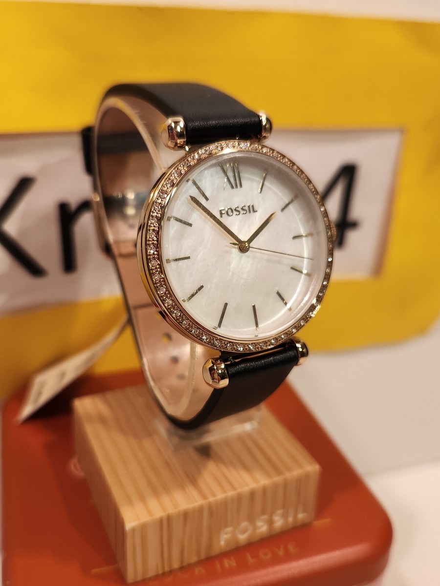 Fossil Tillie Three-Hand Black Leather Women's Watch BQ3921