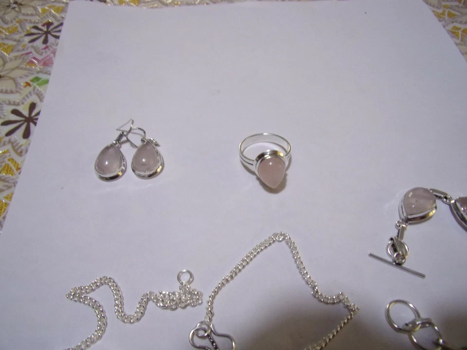 parur in argento e quarzo rosa - Immagine 4 di 4