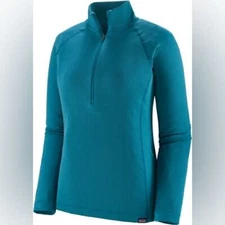 Patagonia Women's Capilene Mid Weight Zip Neck Bright Blue Long Sleeve