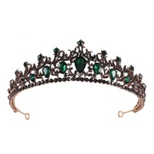 5cm Tall Emerald Green Black Crystal Wedding Bridal Prom Tiara Crown For Women