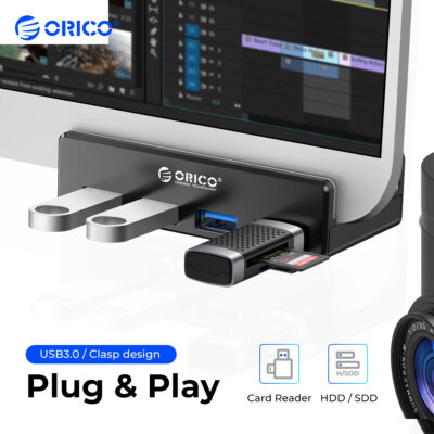ORICO 4 Ports USB HUB Hochgeschwindigkeits-USB-Splitter-Adapter Clip-Typ-HUB Alu