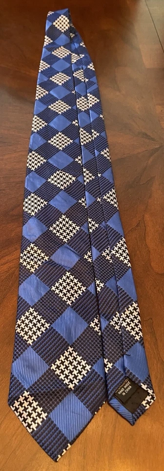 Corbata Stacy Adams azul negra hecha a mano 100 % microfibra para hombre hecha en China” Foto 3 de 4