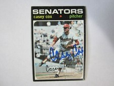 1971 Topps # 82 Casey Cox Autograph / Signed Card Washington Senators (C4)
