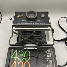 Vintage 70s Folding Polaroid 420 Automatic Land Camera with hard cover  Manual