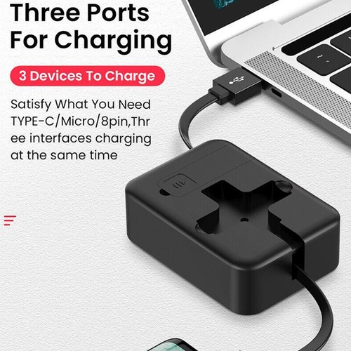3 in1Retractable USB Charger Data Cable with Phone Stand Type-C Micro USB Cables - Photo 4 sur 19